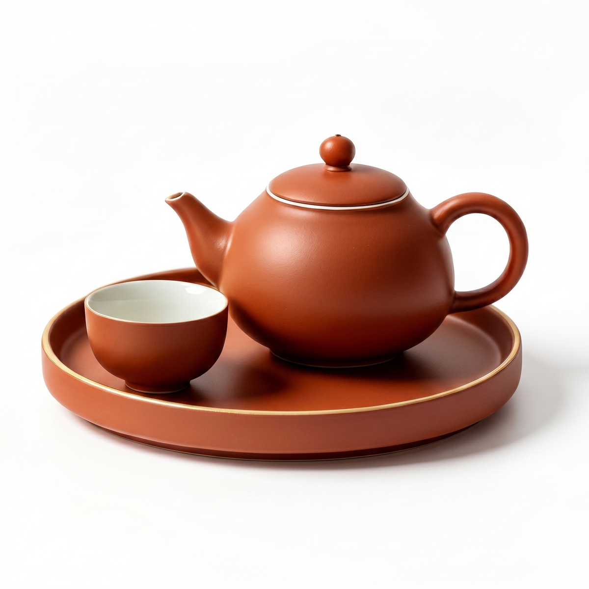Matte Terracotta Ceramic Solo Tea Set