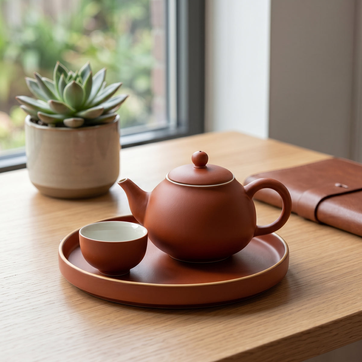 Matte Terracotta Ceramic Solo Tea Set