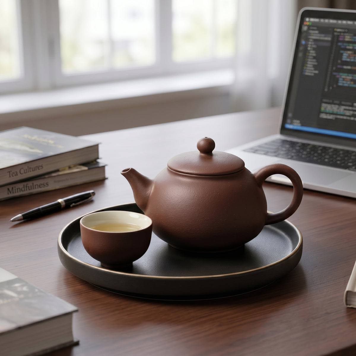 Matte Cocoa Ceramic Solo Tea Set