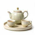 Glossy Ivory Gold-Accented Tea Set