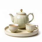 Glossy Ivory Gold-Accented Tea Set