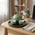 Sage Green Botanical Ceramic Tea Set